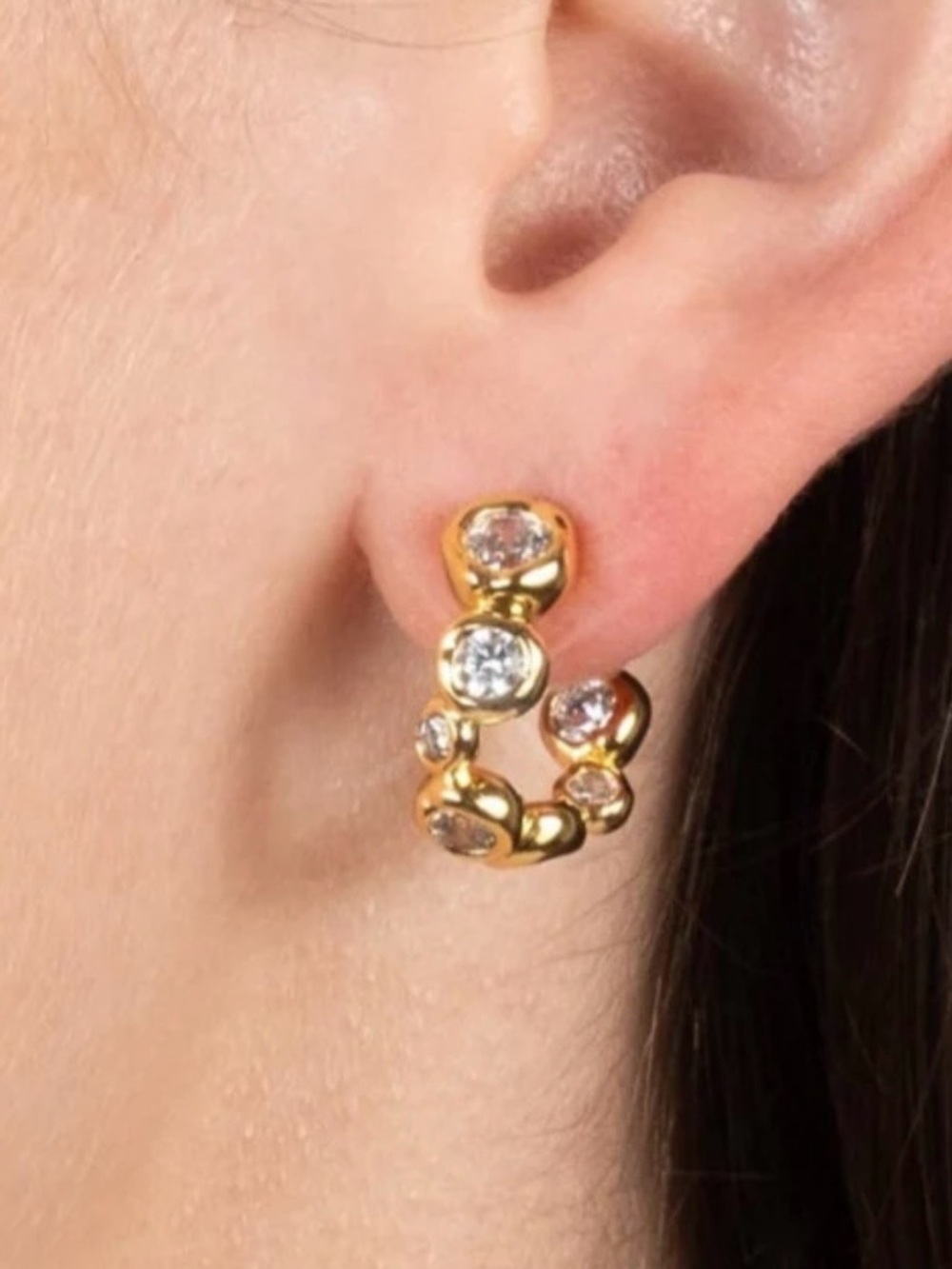 Asterales 14K Gold Plate Small Hoop Earring C Z NEW ALEXIS BITTAR JN21